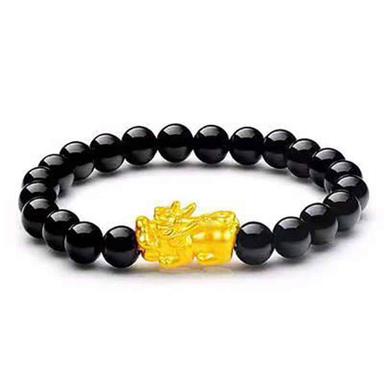 Buddhism Obsidian Stone Beaded Bracelet - Wnkrs