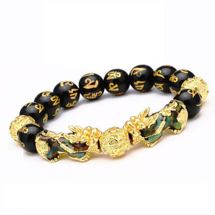 Buddhism Obsidian Stone Beaded Bracelet - Wnkrs