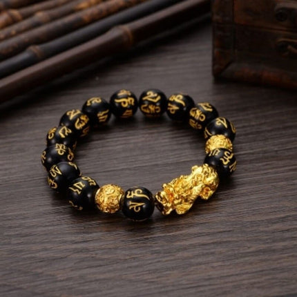 Buddhism Obsidian Stone Beaded Bracelet - Wnkrs