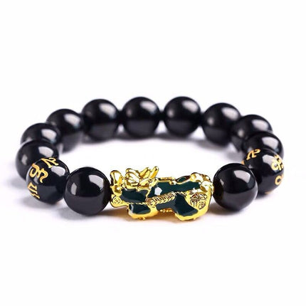 Buddhism Obsidian Stone Beaded Bracelet - Wnkrs