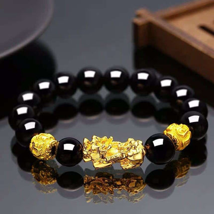 Buddhism Obsidian Stone Beaded Bracelet - Wnkrs