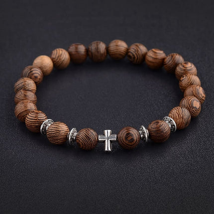 Men's Cross Decorated Beads Bracelet - Wnkrs