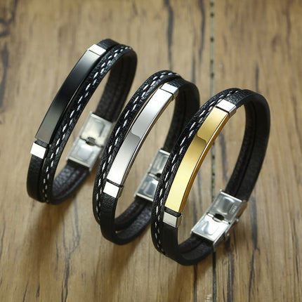 Men's Genuine Leather Personalize Bracelet - Wnkrs