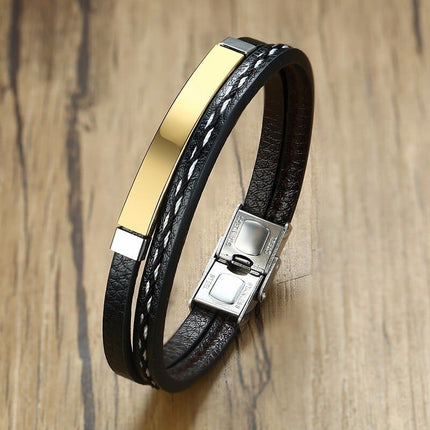 Men's Genuine Leather Personalize Bracelet - Wnkrs