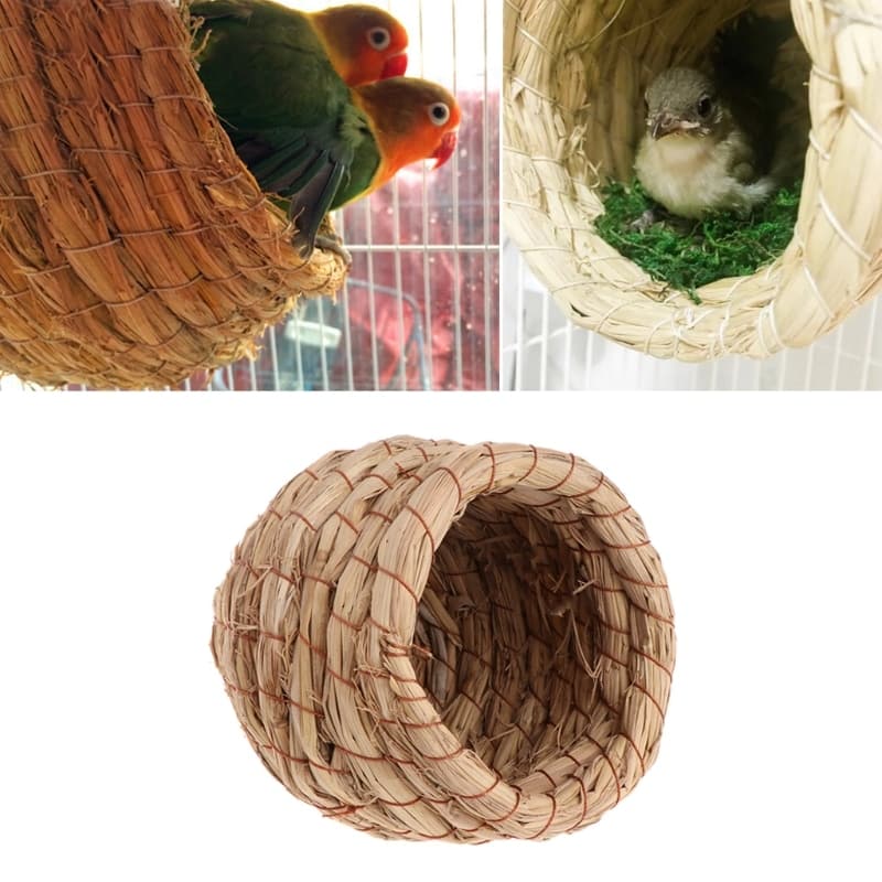 Woven Straw Round Shaped Bed for Birds