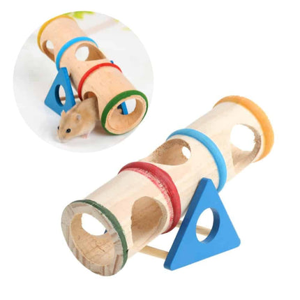 Wooden Seesaw Tube Toy for Small Pets - wnkrs