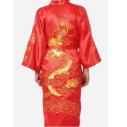 Men's Chinese Satin Robe with Embroidery - Wnkrs