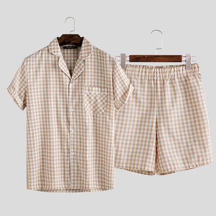 Men's Summer Plaid Printed Pajama Set - Wnkrs