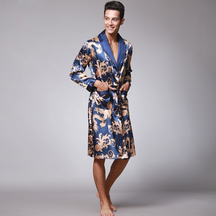 Men's Knee Length Bathrobe with Pattern - Wnkrs