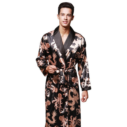 Men's Knee Length Bathrobe with Pattern - Wnkrs
