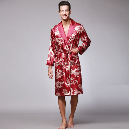 Men's Knee Length Bathrobe with Pattern - Wnkrs