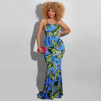 Printed Bodycon Maxi Dress - Wnkrs