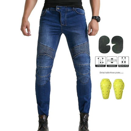 Cotton Motorcycle Jeans with Protective Knee Pads - wnkrs
