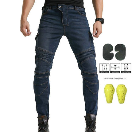 Cotton Motorcycle Jeans with Protective Knee Pads - wnkrs