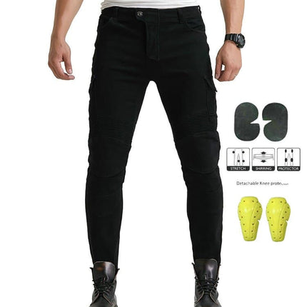 Cotton Motorcycle Jeans with Protective Knee Pads - wnkrs