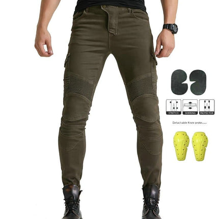 Cotton Motorcycle Jeans with Protective Knee Pads - wnkrs