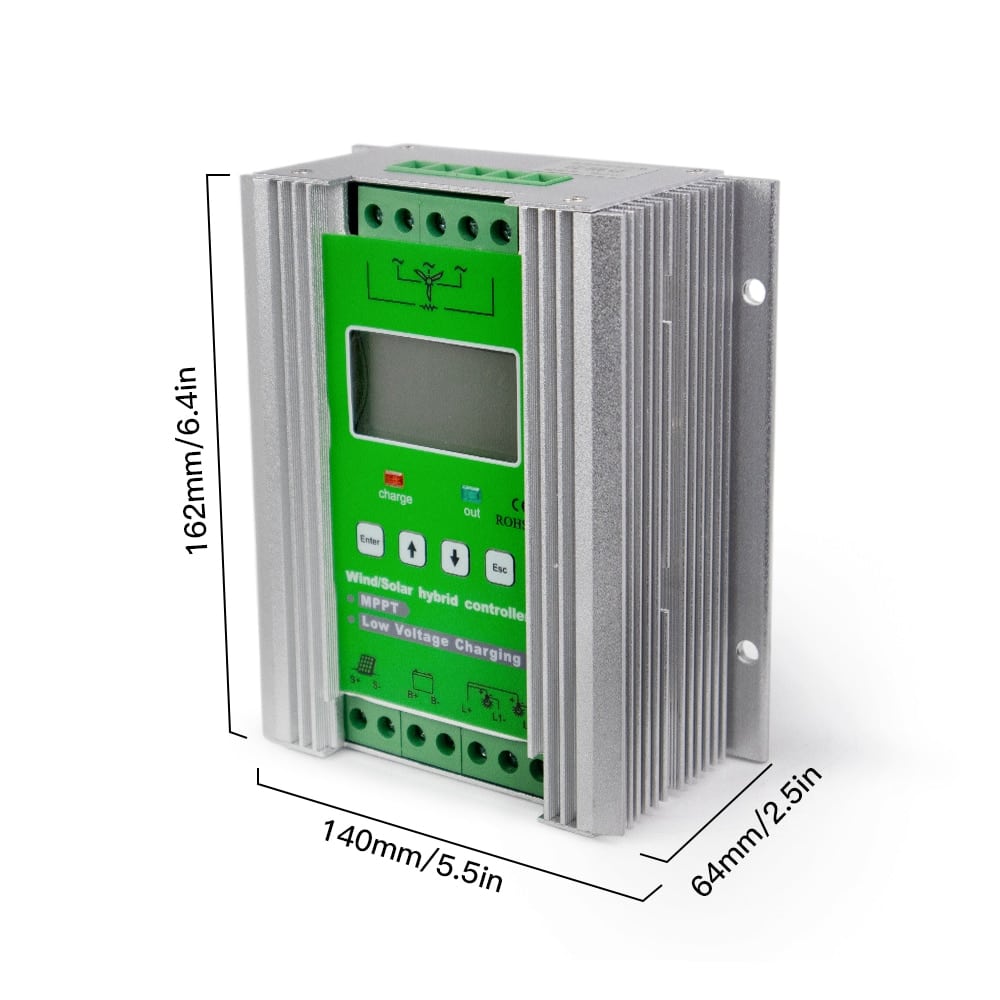 Wind and Solar Charge Controller with Wattage Options