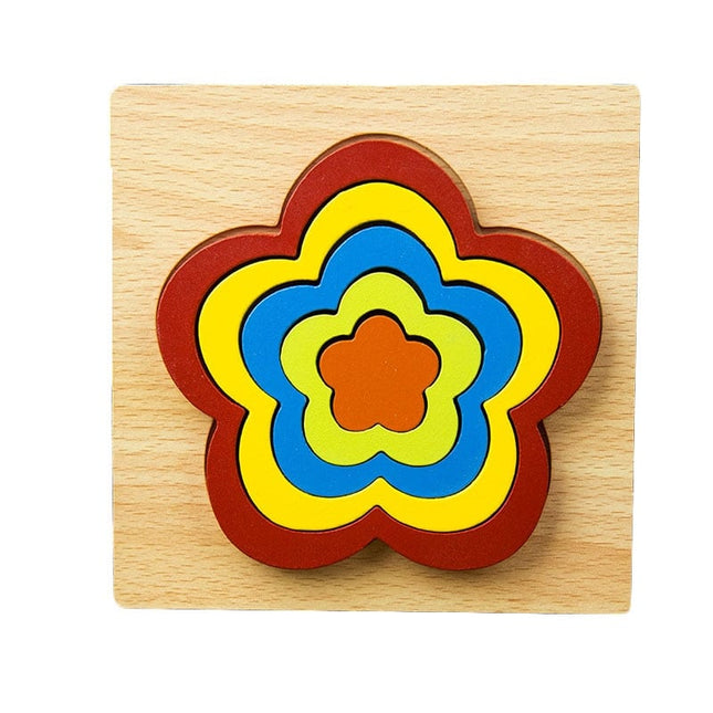 3D Colorful Wooden Shapes and Sizes Puzzle - wnkrs