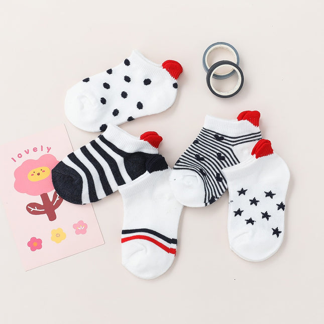Baby's Red Detail Socks 5 Pairs Set - Wnkrs