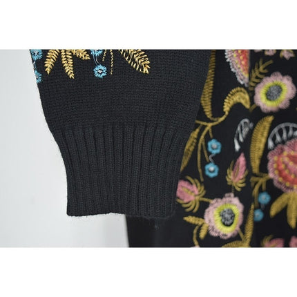 Black Women's Sweater in Floral Embroidery - Wnkrs