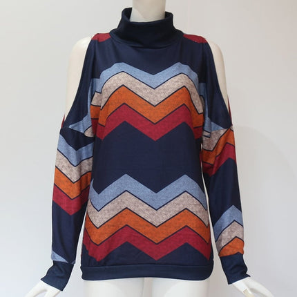 Women's Geometrical Printed Cold Shoulder Pullover - Wnkrs
