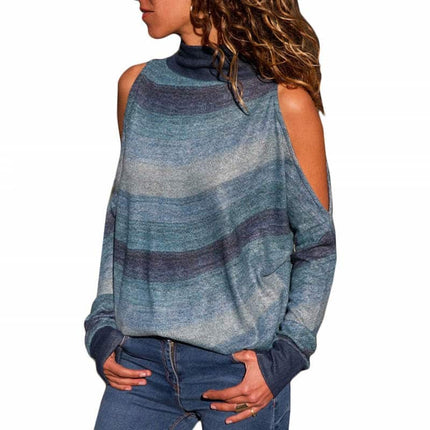 Women's Geometrical Printed Cold Shoulder Pullover - Wnkrs