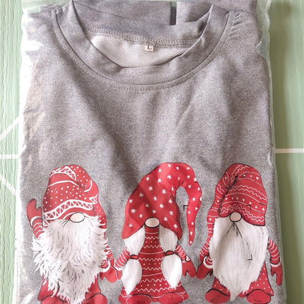 Women's Oversize Grey Pullover with Santa Printed - Wnkrs