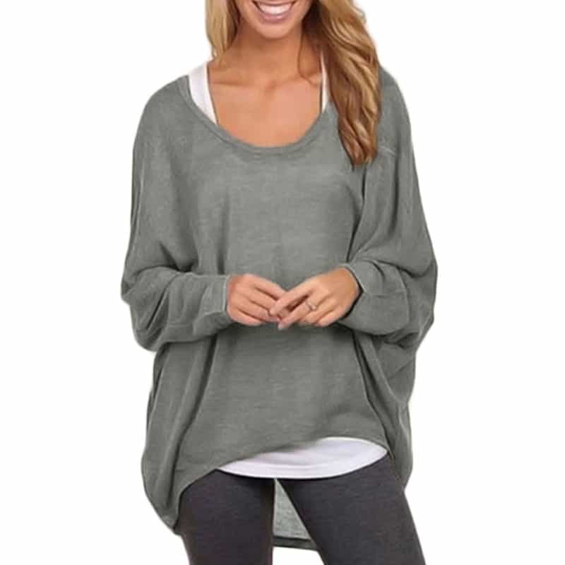 Women's Casual Oversize Loose Batwing Long Sleeve Shirt