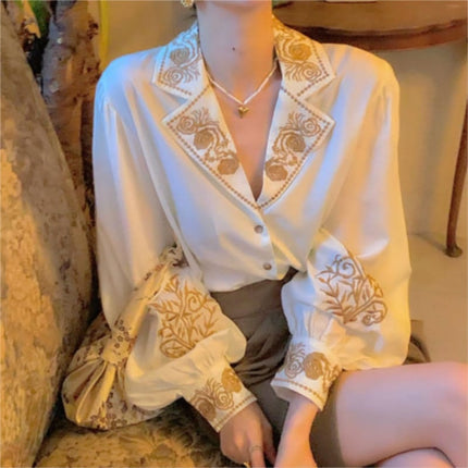 Women's Golden Embroidery Shirt - Wnkrs
