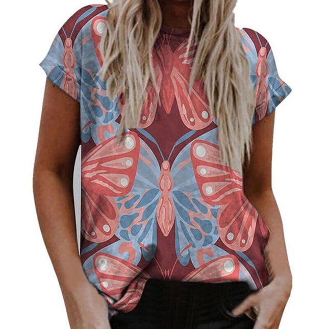 Women's Summer Butterfly Printed Blouse - Wnkrs