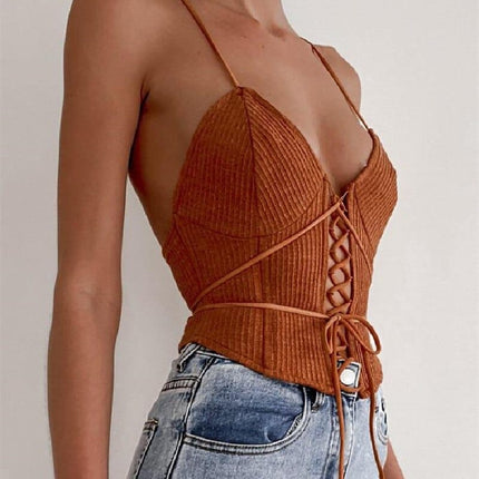 Women's Elegant Ribbed Sleeveless Crop Top - Wnkrs