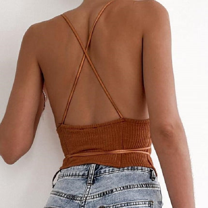 Women's Elegant Ribbed Sleeveless Crop Top - Wnkrs