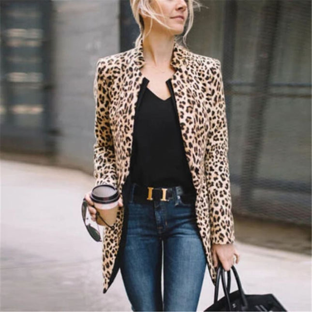 Women's Street Fashion Leopard Patterned Blazer - Wnkrs