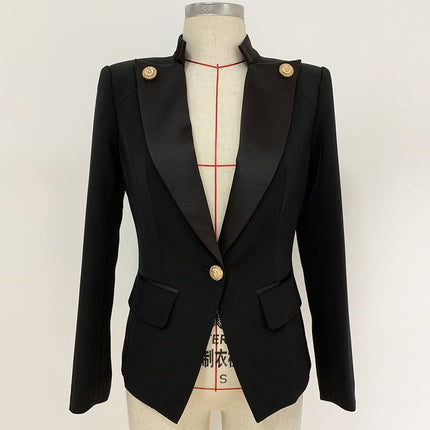 Black and White Women's Jacket with Collar - Wnkrs