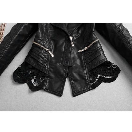 Women's Lace Detail Biker Jacket - Wnkrs
