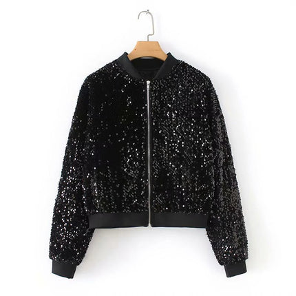 Bomber Jacket with Sequin Details - Wnkrs