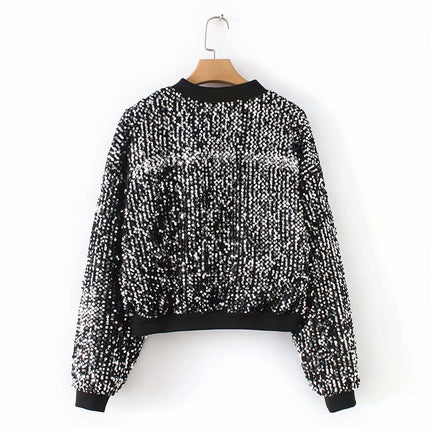 Bomber Jacket with Sequin Details - Wnkrs