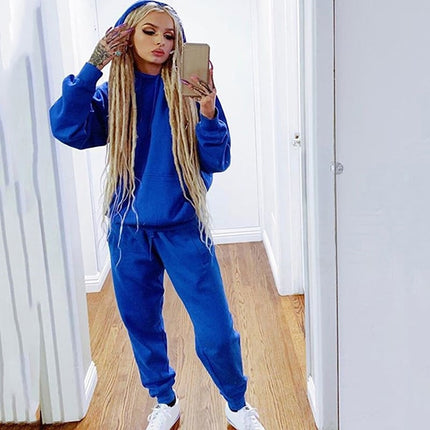 Women's Solid Color Hooded Tracksuit - Wnkrs