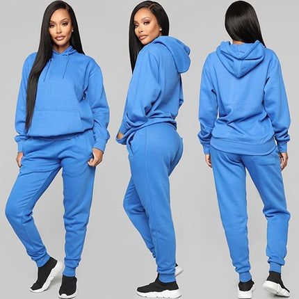Women's Solid Color Hooded Tracksuit - Wnkrs