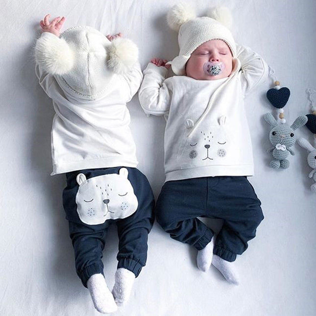 Baby Boy's White Bear Sweatshirt and Pants Set - Wnkrs