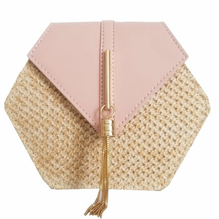 Women's Hexagon Shaped Straw Shoulder Bag - Wnkrs