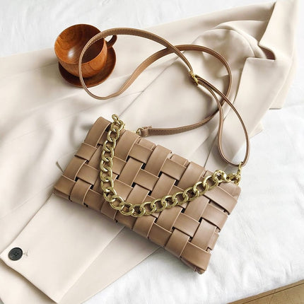 Weave Designed Small PU Leather Crossbody Bag - Wnkrs