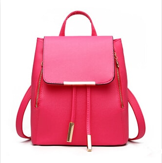 Women's Candy Color PU Leather Backpack - Wnkrs