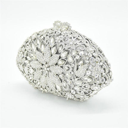Women's Diamond Decorated Oval Shaped Clutch - Wnkrs