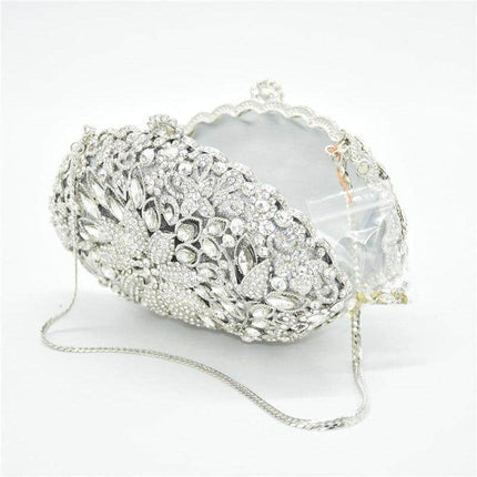 Women's Diamond Decorated Oval Shaped Clutch - Wnkrs