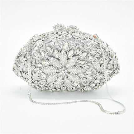 Women's Diamond Decorated Oval Shaped Clutch - Wnkrs