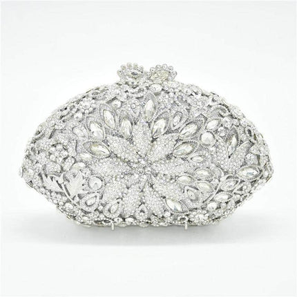 Women's Diamond Decorated Oval Shaped Clutch - Wnkrs