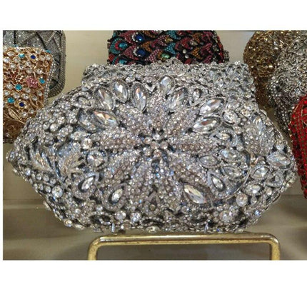 Women's Diamond Decorated Oval Shaped Clutch - Wnkrs