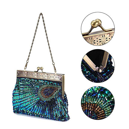 Women's Peacock Sequined Clutch - Wnkrs