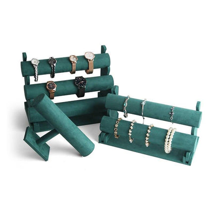 Dark Green Velvet Bracelet and Watch Display Stand - Wnkrs